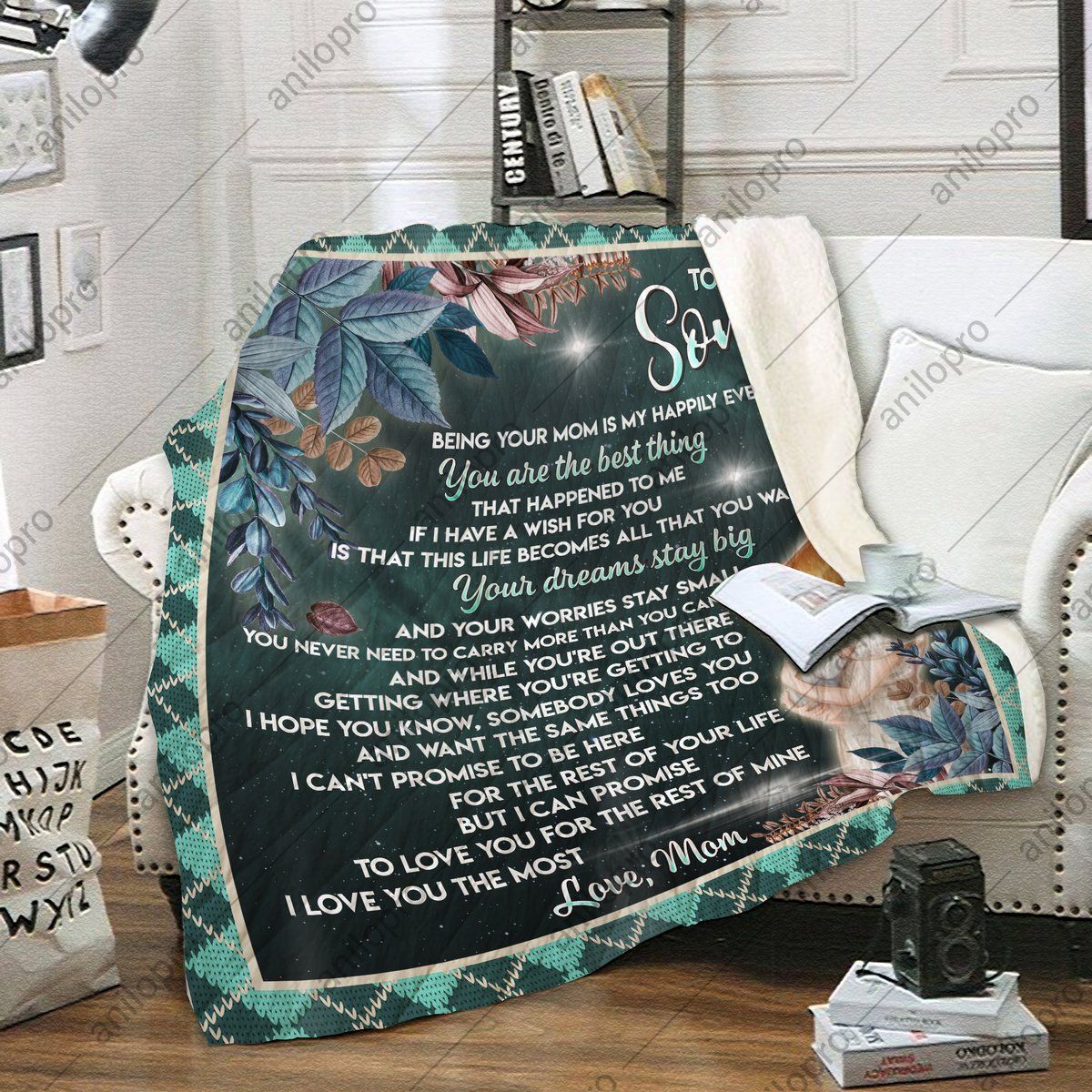 To My Son Mom Sherpa Fleece Blanket