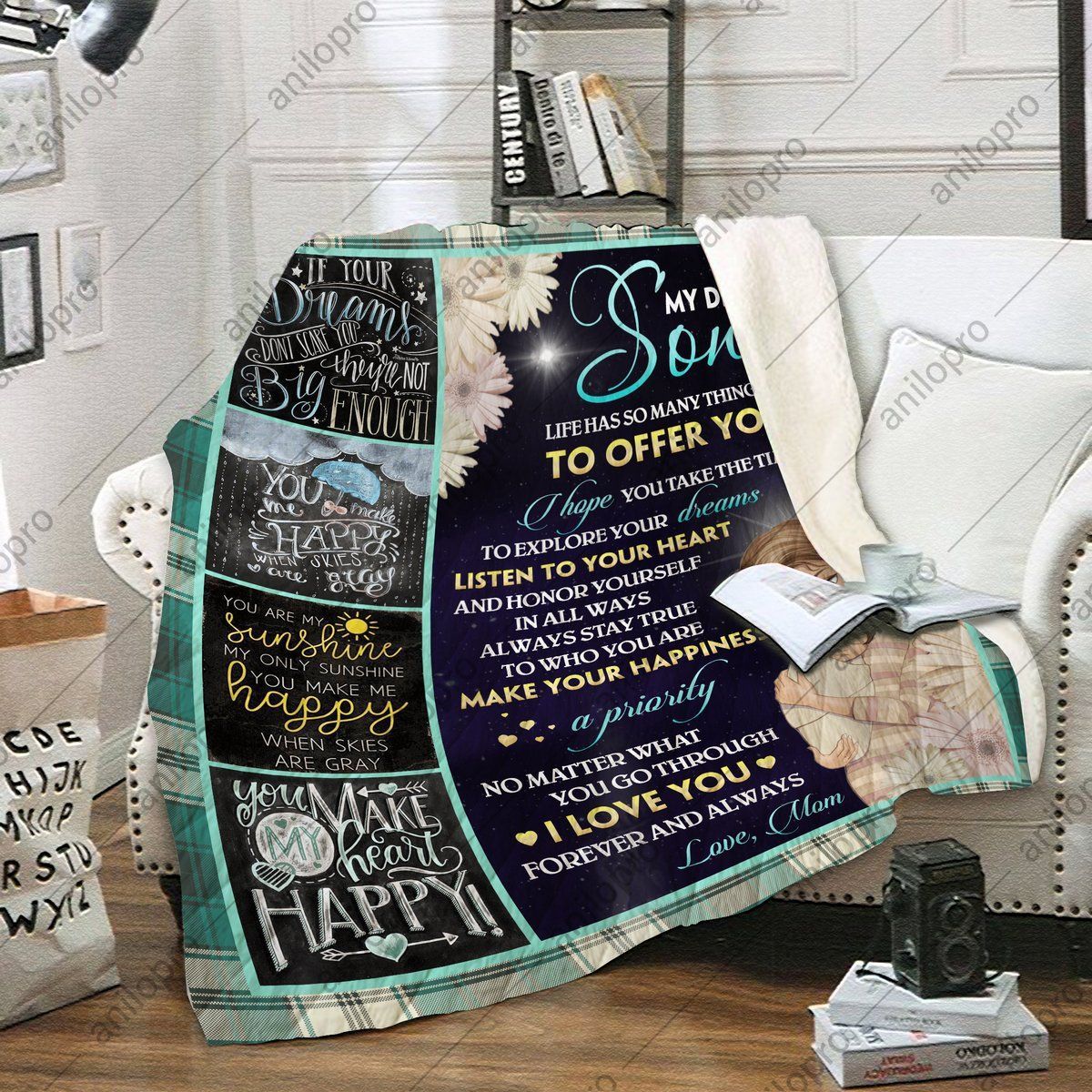 To My Son Mom Sherpa Fleece Blanket