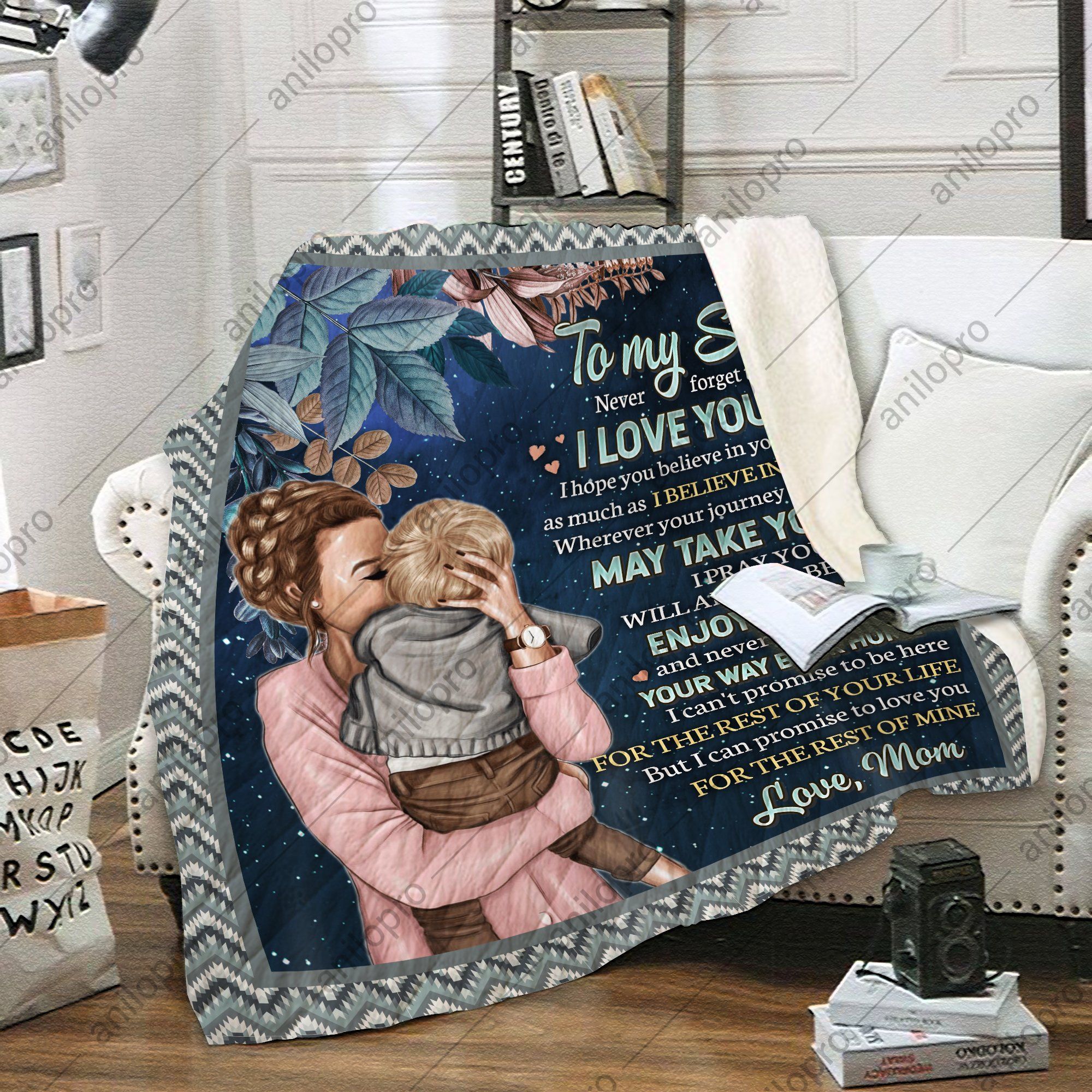 To My Son Mom Sherpa Fleece Blanket