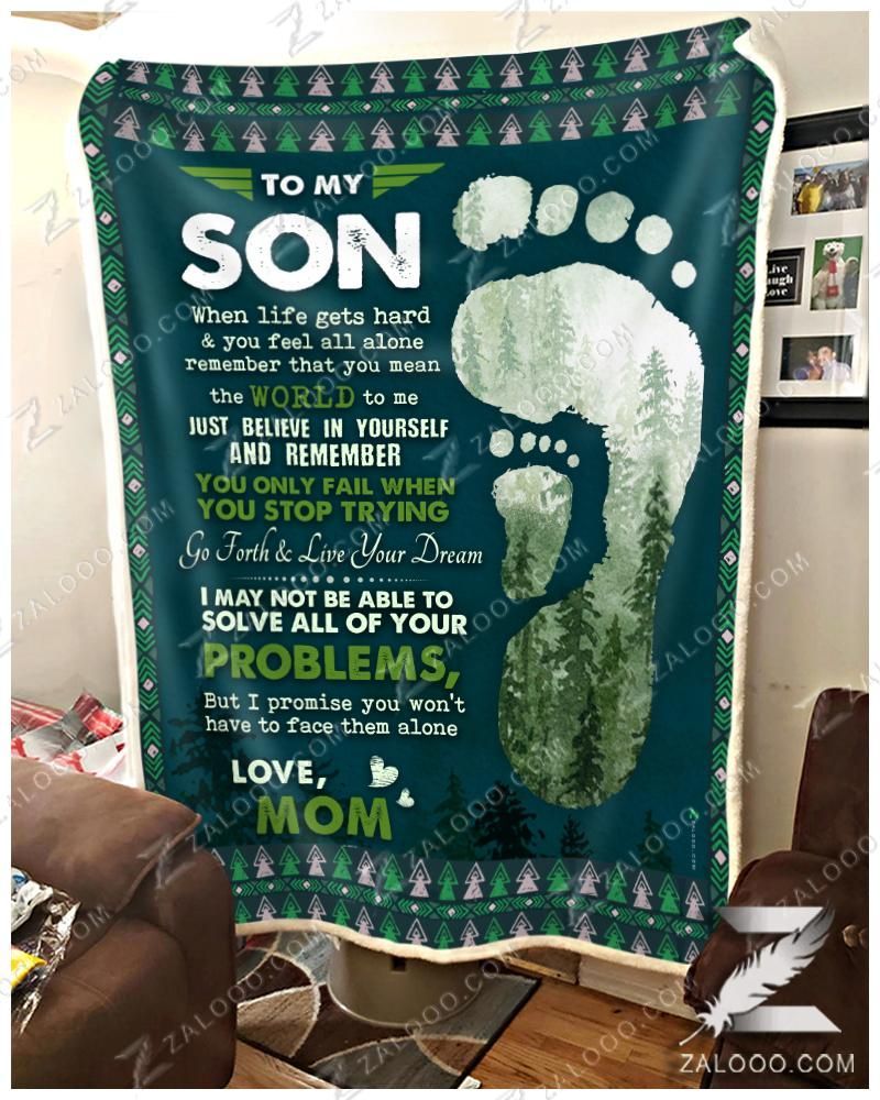 To My Son Mom Sherpa Fleece Blanket