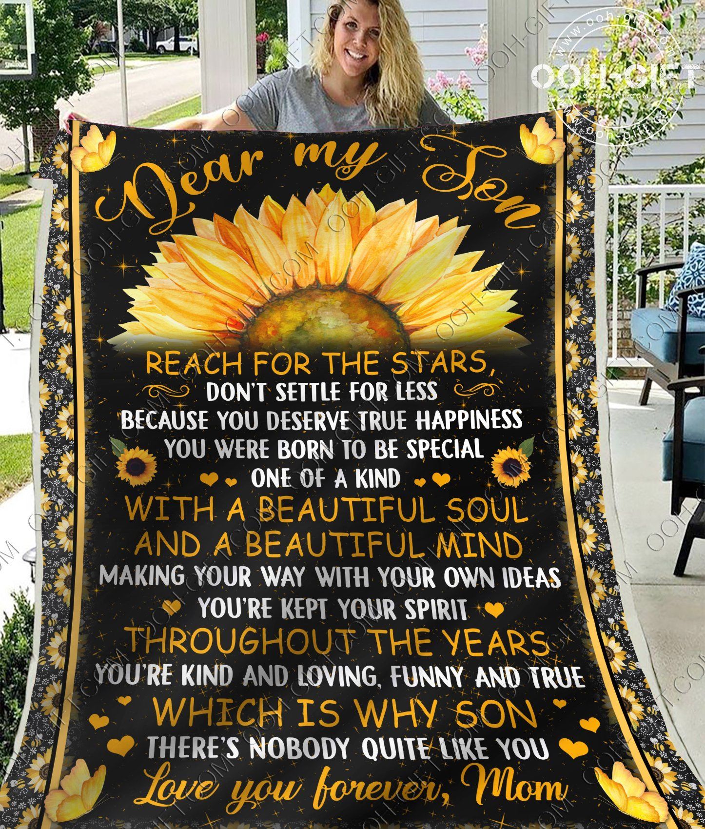 To My Son Mom Sherpa Fleece Blanket