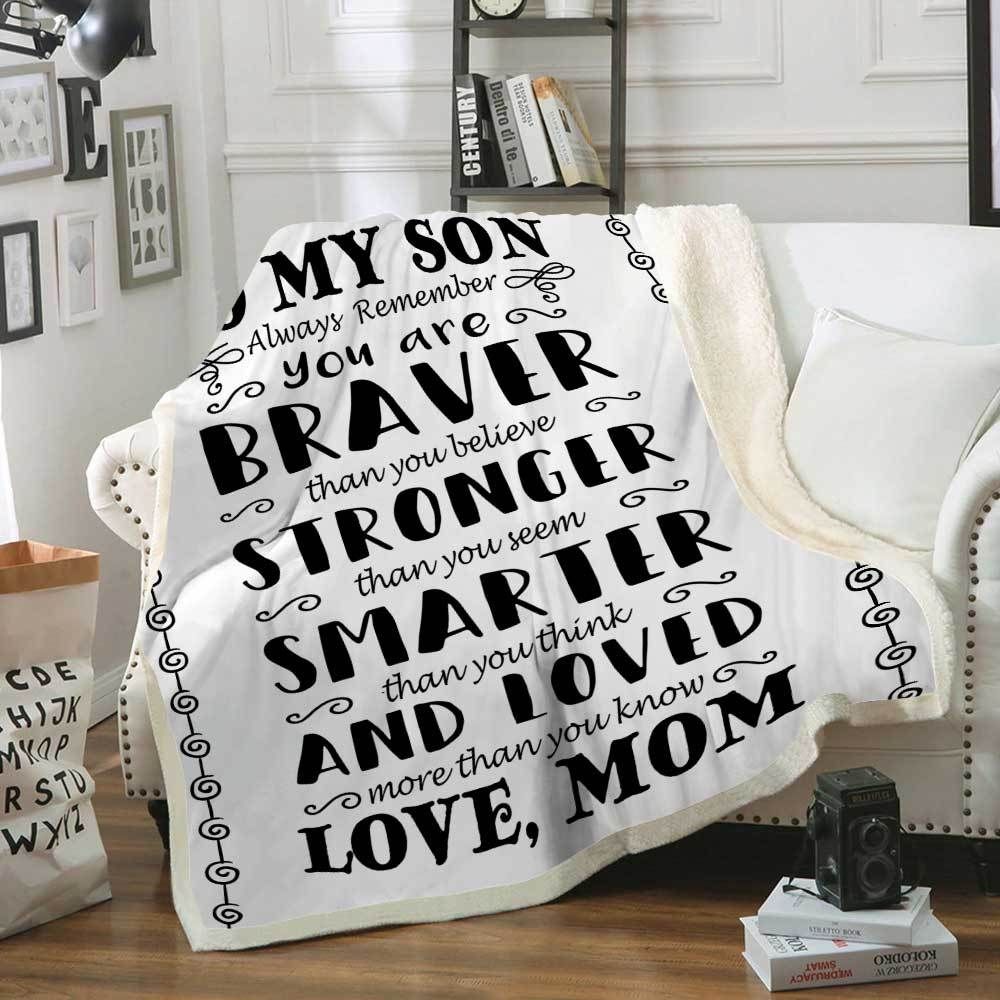 To My Son Mom Sherpa Fleece Blanket