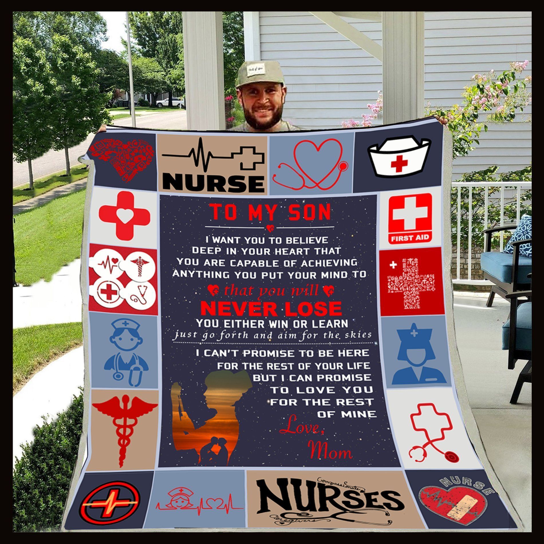 To My Son Mom Nurse Sherpa Fleece Blanket