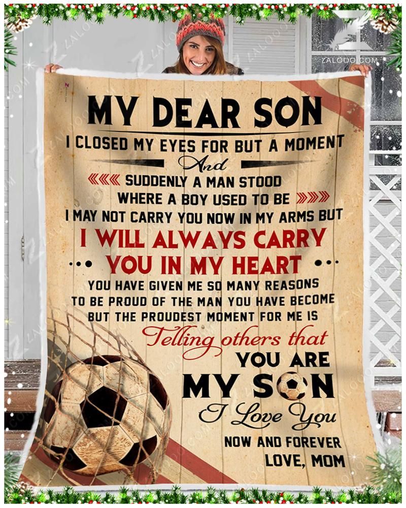 To My Son Mom Soccer Sherpa Fleece Blanket