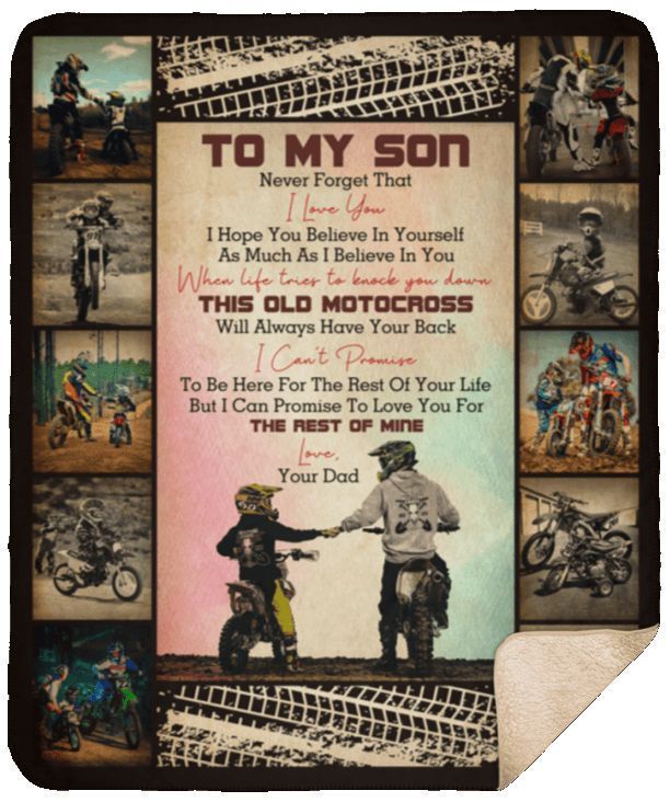 To My Son Motorcross Sherpa Fleece Blanket