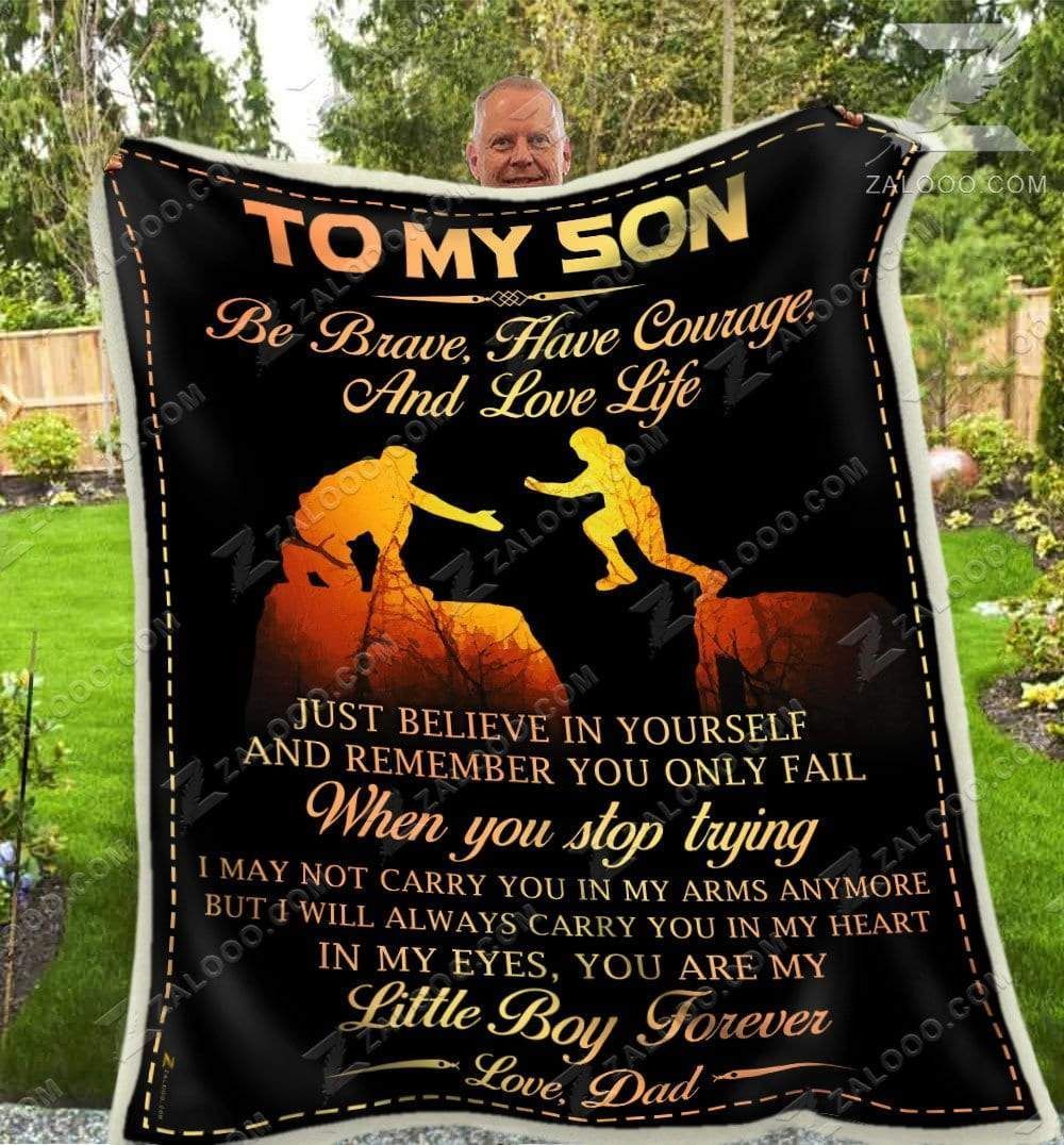 To My Son My Little Boy Forever Love Dad Sherpa Fleece Blanket