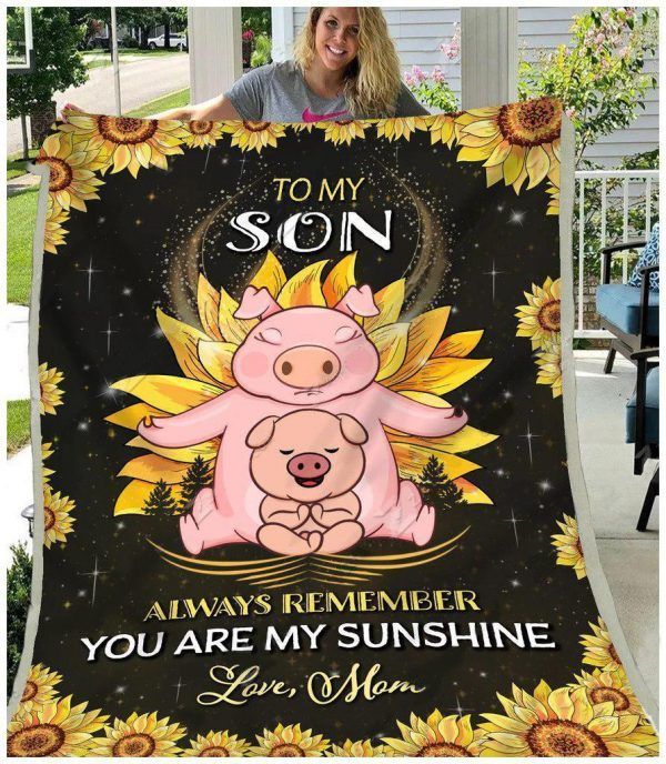 To My Son My Sunshine Pig Sherpa Fleece Blanket