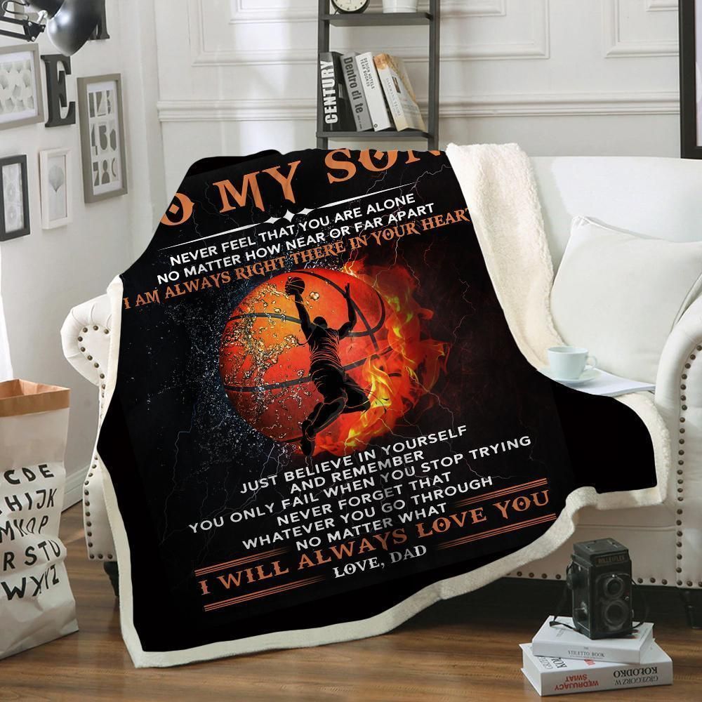 To My Son Never Feel That You Are Alone Print Fleece Blanket