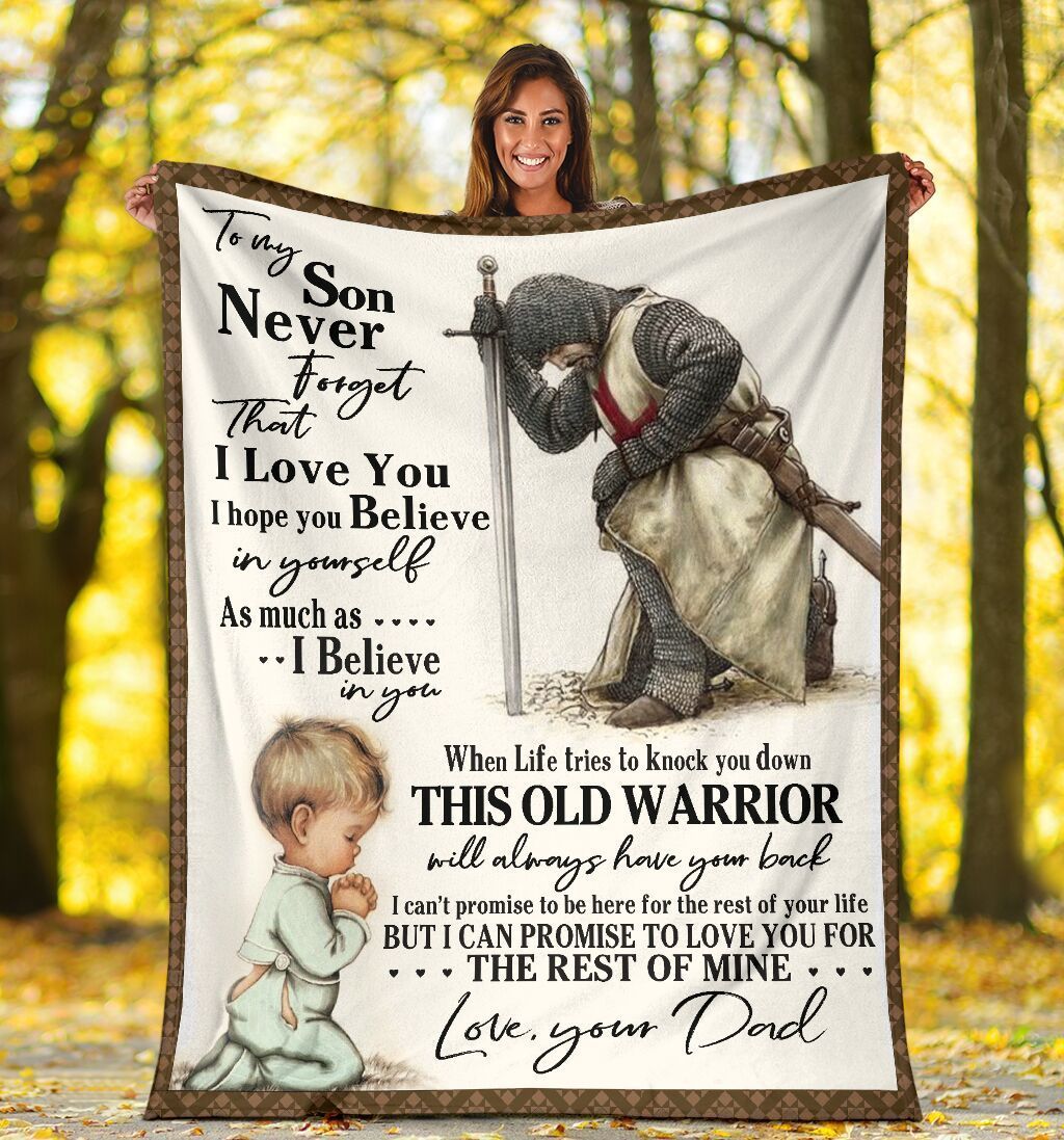 To My Son Never Forget That I Love You Knight Templar Fleece Blanket