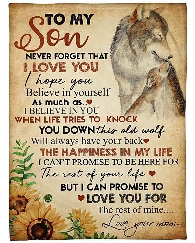 To My Son Never Forget That I Love You Sunflower Sherpa Fleece Blanket