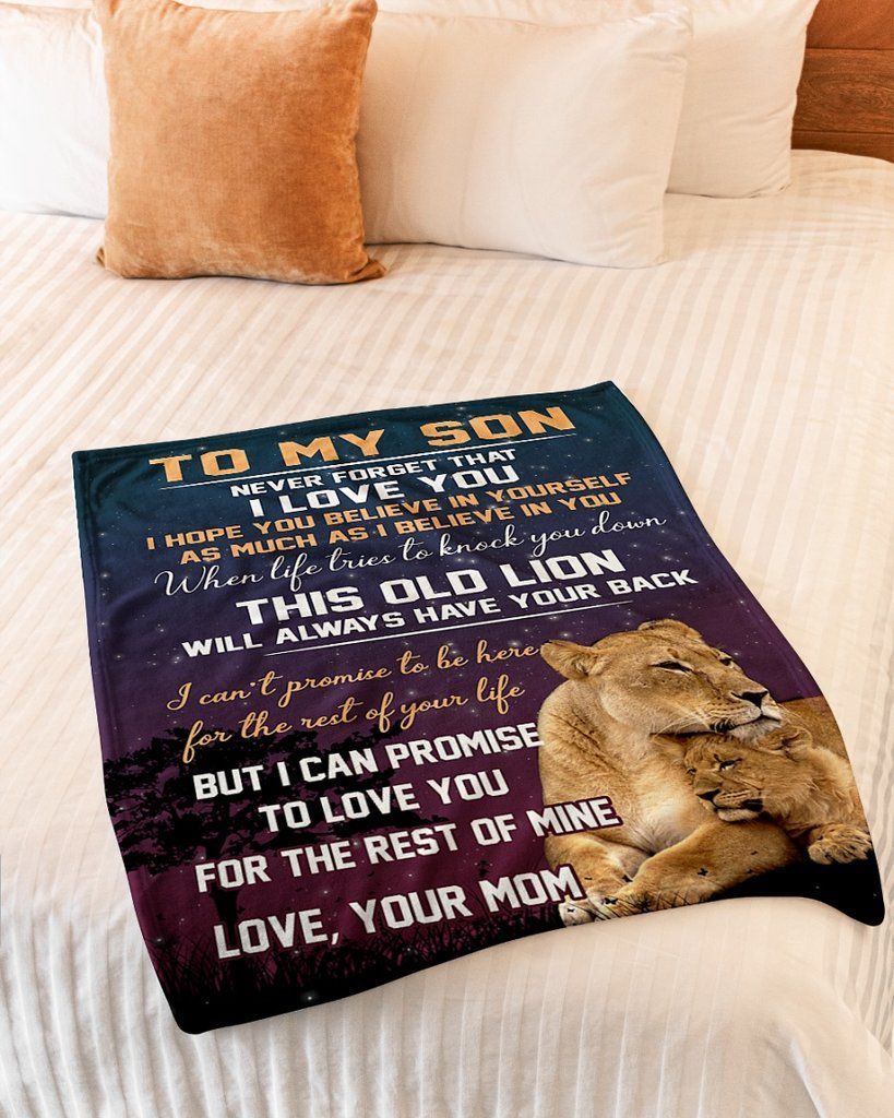 To My Son Never Forget This Old Lion Sherpa Fleece Blanket