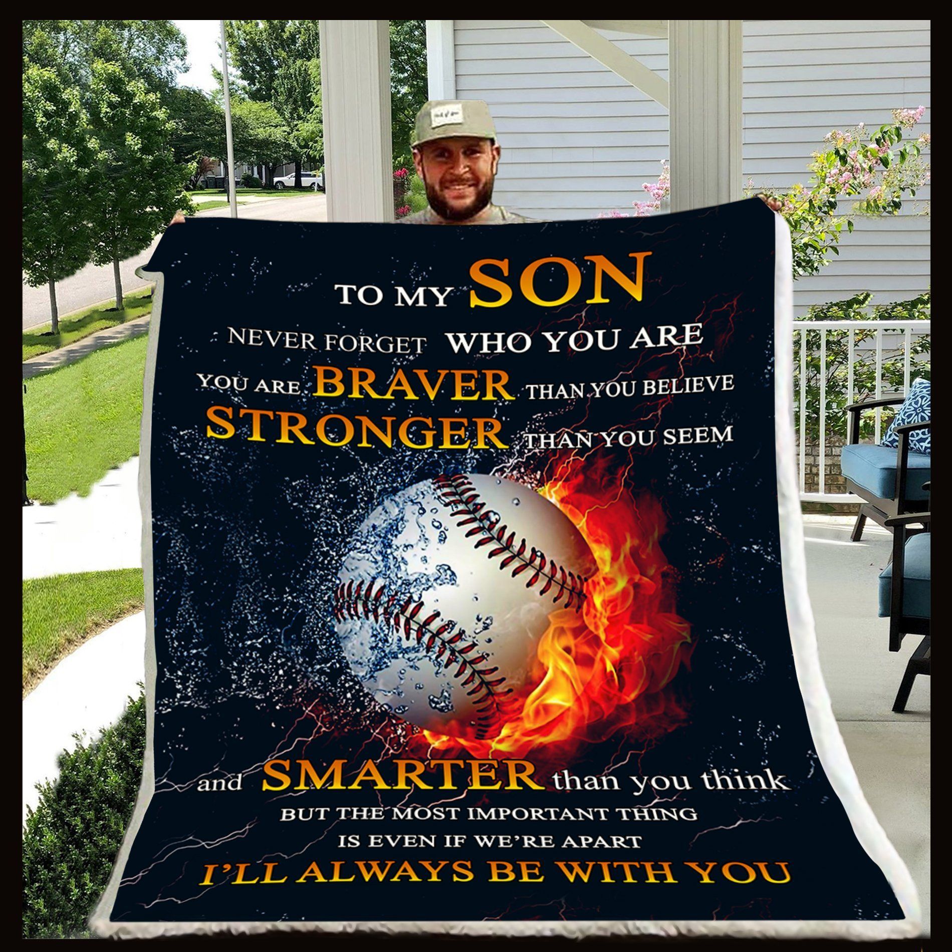 To My Son Never Forget Who You Are Baseball Sherpa Fleece Blanket