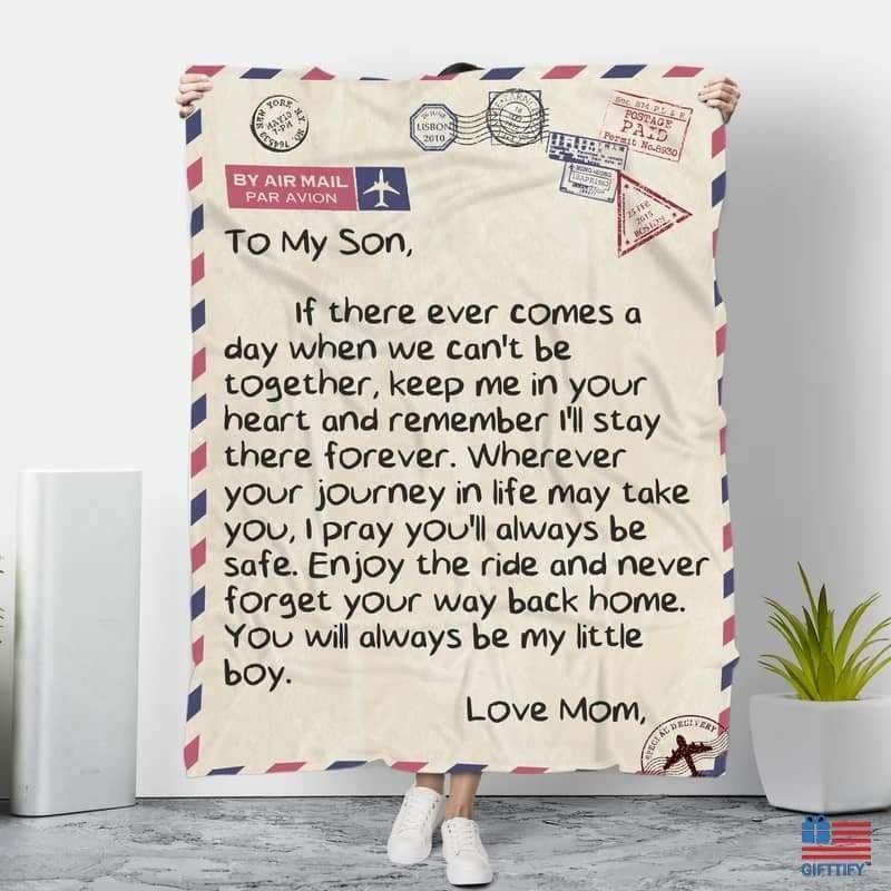 To My Son Never Forget Your Way Back Home Printed Fleece Blanket