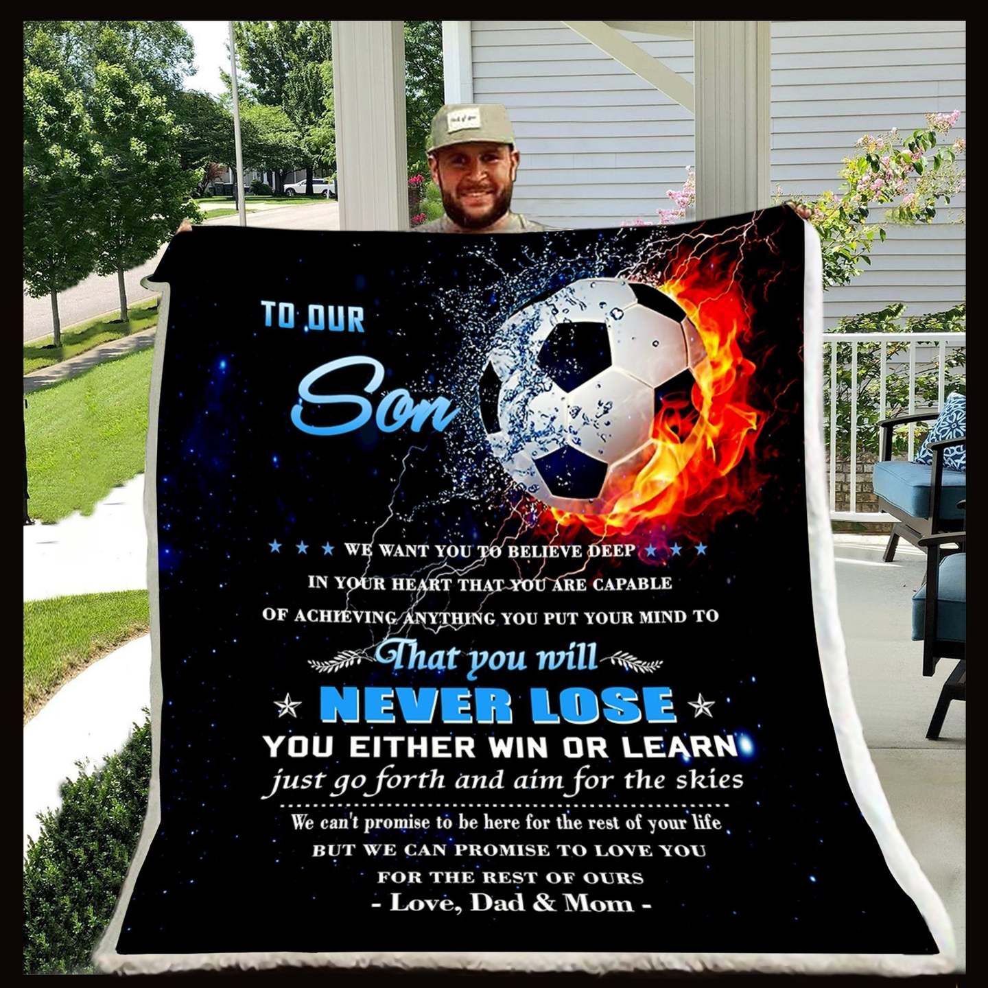 To My Son Soccer Sherpa Fleece Blanket