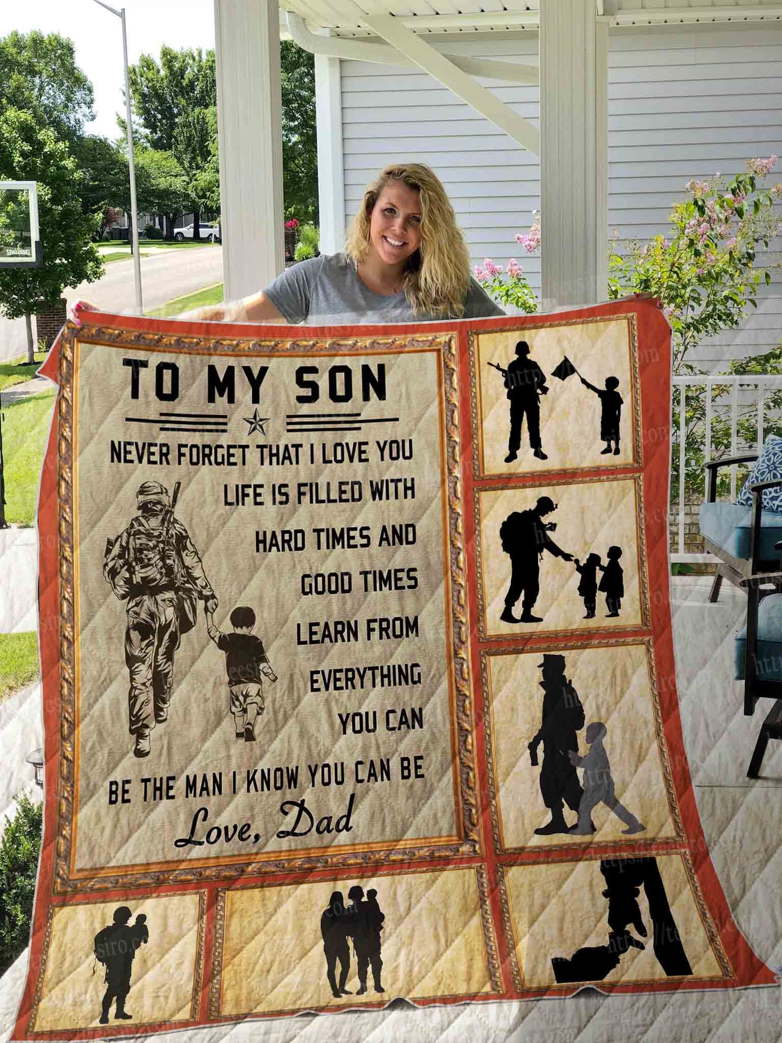 To My Son  Soldier Dad Quilt Blanket DHC1501443VT