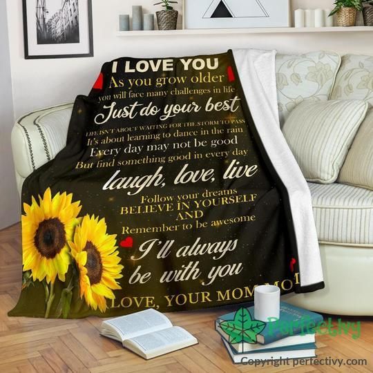 To My Son Sunflower Sherpa Fleece Blanket