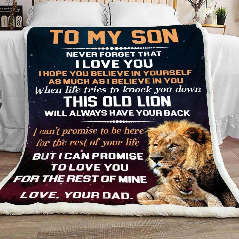 To My Son This Old Lion Sherpa Fleece Blanket