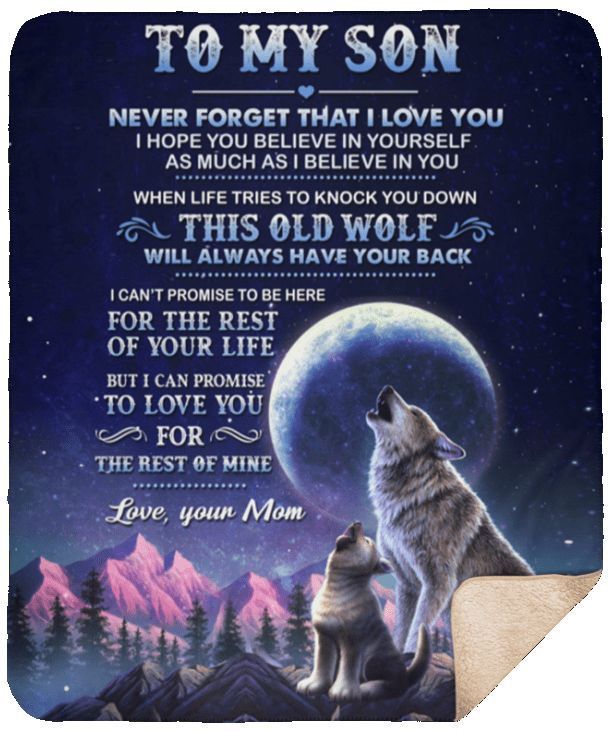 To My Son Wolf Sherpa Fleece Blanket