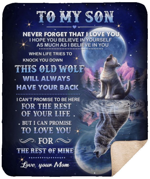 To My Son Wolf Sherpa Fleece Blanket