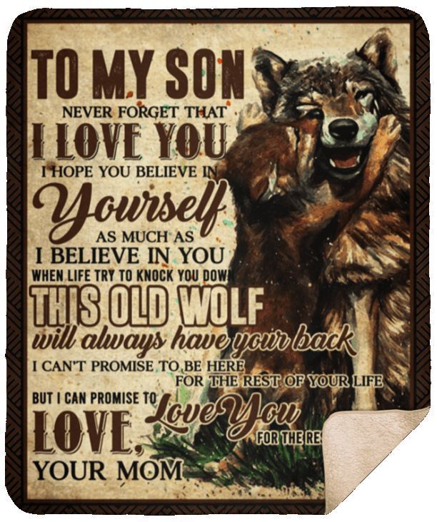 To My Son Wolf Sherpa Fleece Blanket