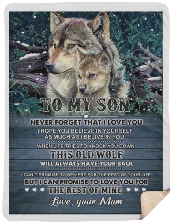 To My Son Wolf Sherpa Fleece Blanket