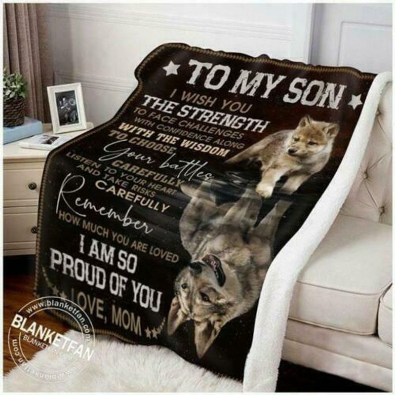 To My Son Wolf Strength Sherpa Fleece Blanket