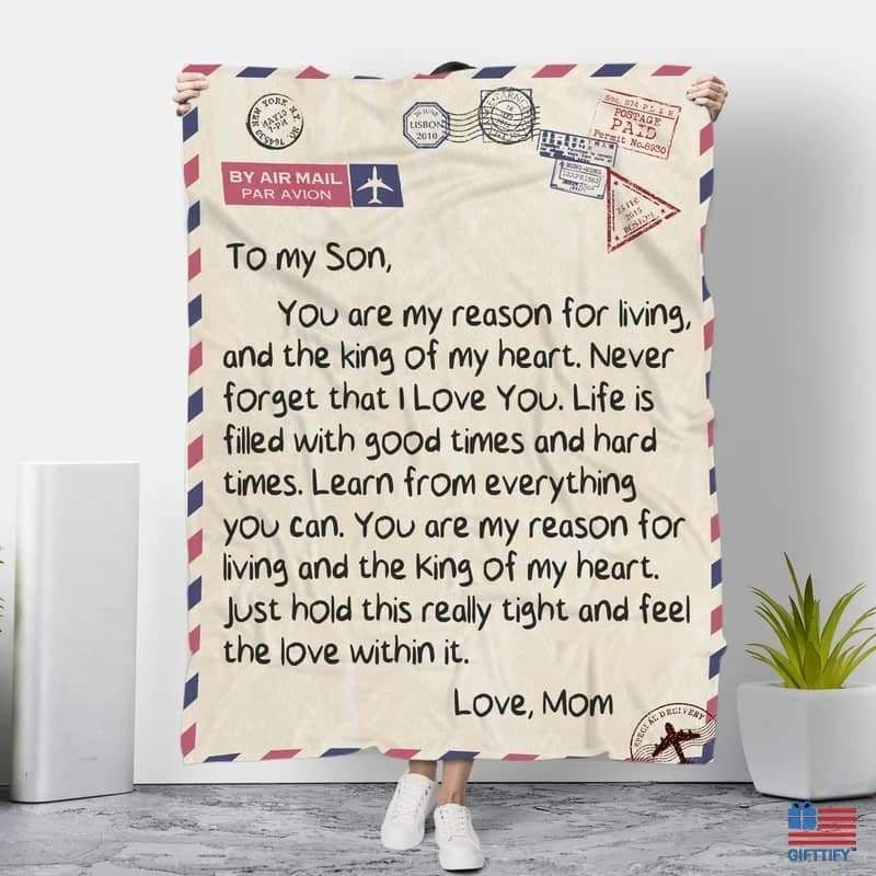 To My Son You Are My Reason For Living Printed Fleece Blanket