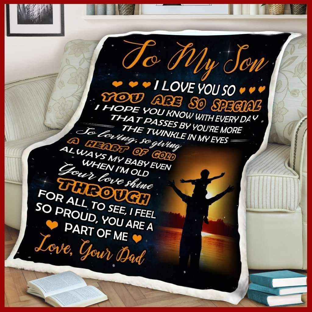 To My Son You Are So Special Love Dad Sherpa Fleece Blanket
