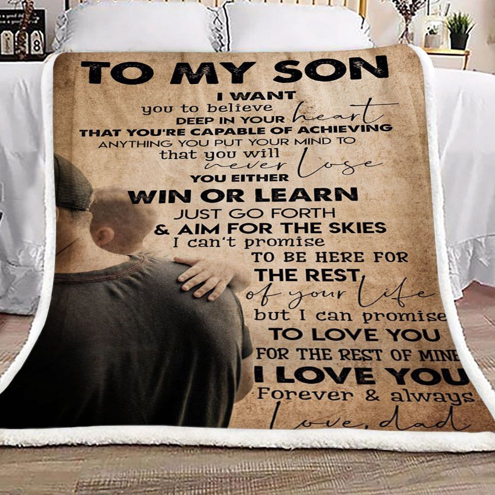 To My Son Your Dad Sherpa Fleece Blanket