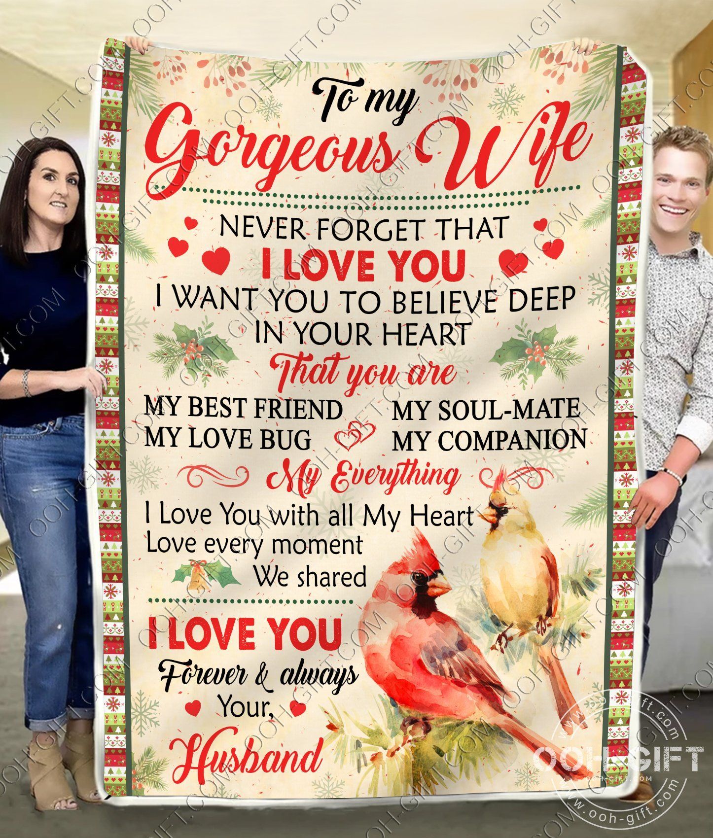 To My Wife Bird Sherpa Fleece Blanket