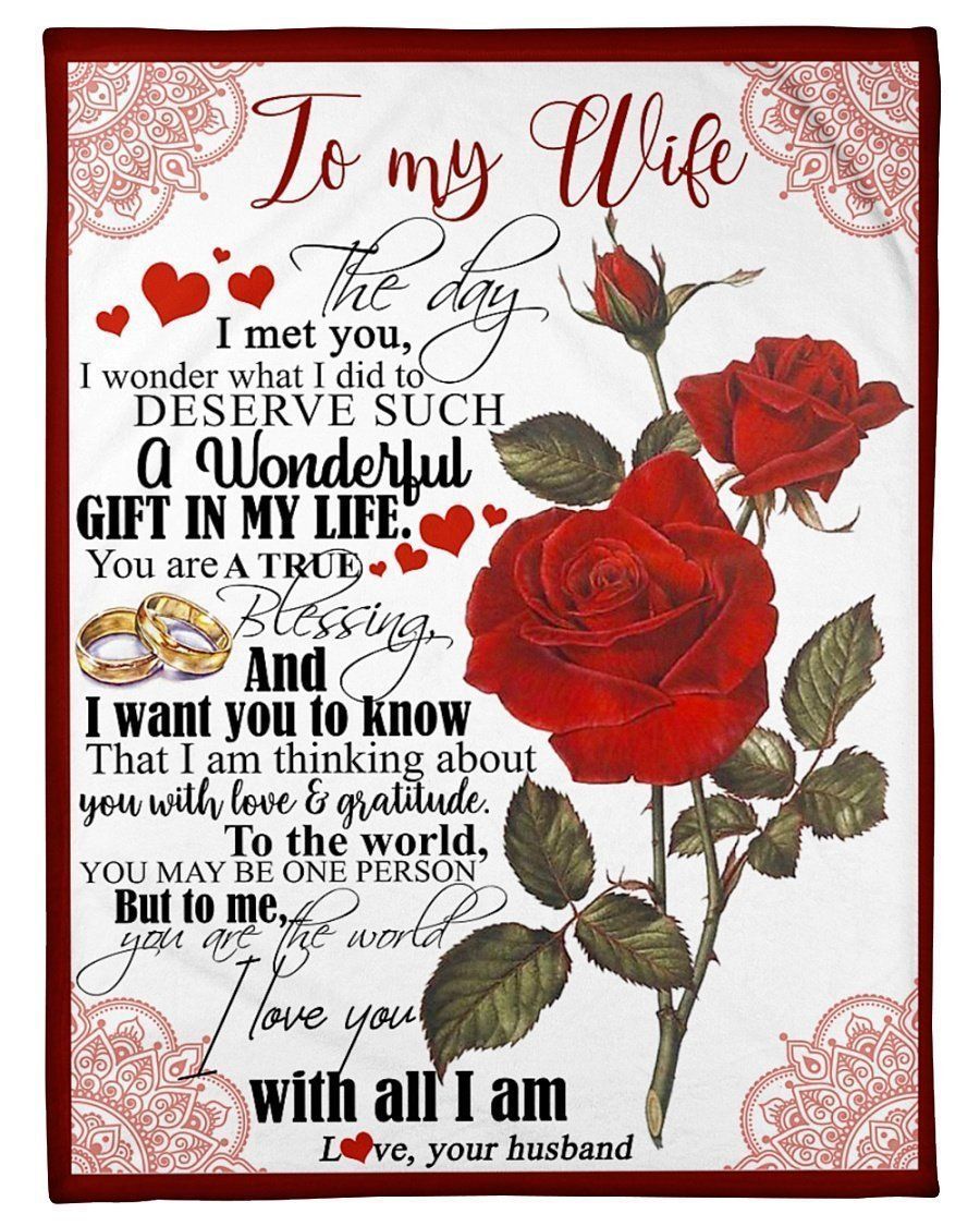 To My Wife Blanket Rose I Love You With All I Am Fleece Blanket