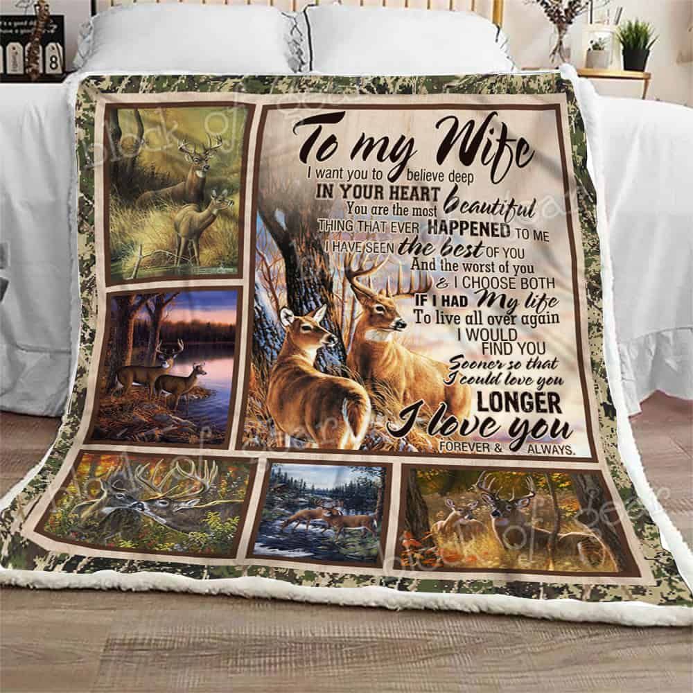 To My Wife Deer Fleece Blanket