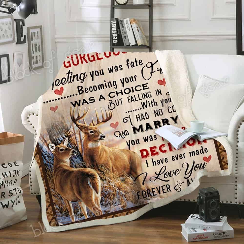 To My Wife Deer Fleece Blanket