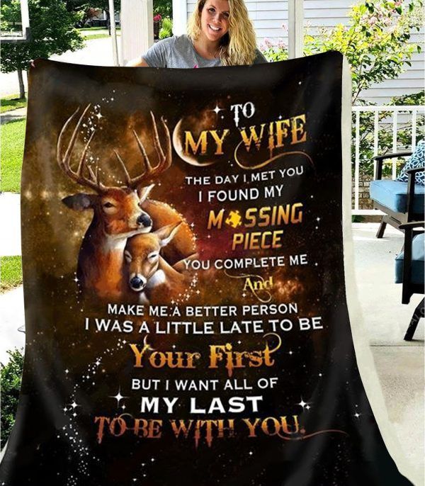 To My Wife Deer Hunting Sherpa Fleece Blanket