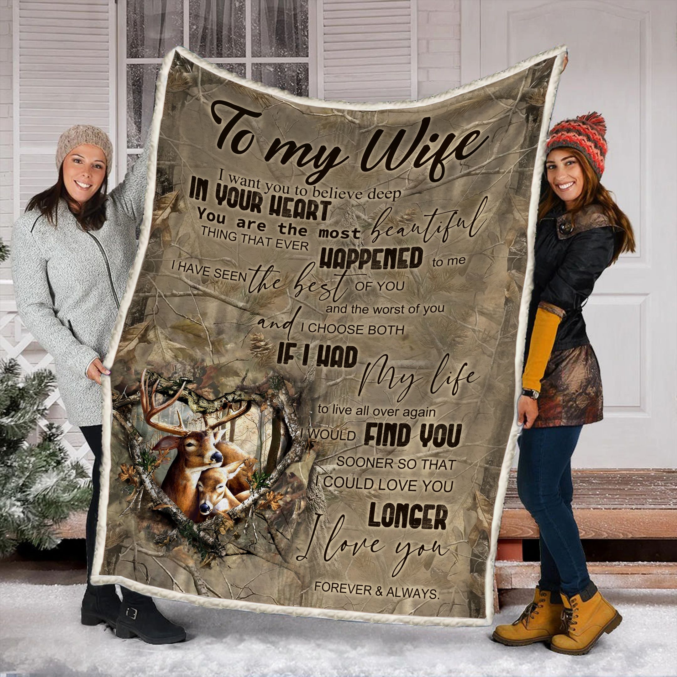To My Wife Deer Fleece Blanket