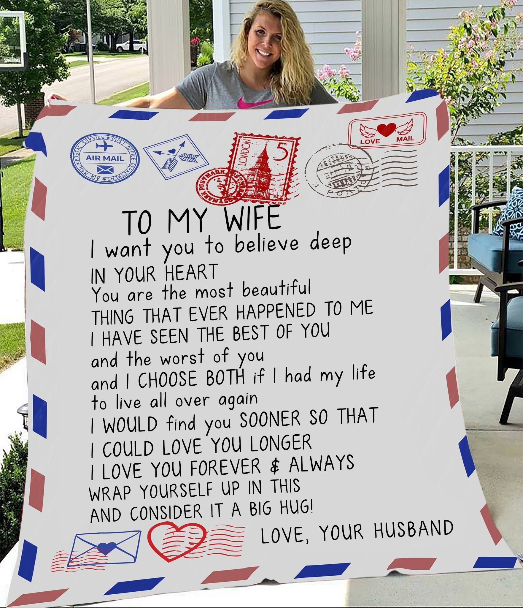 To My Wife Fleece Blanket