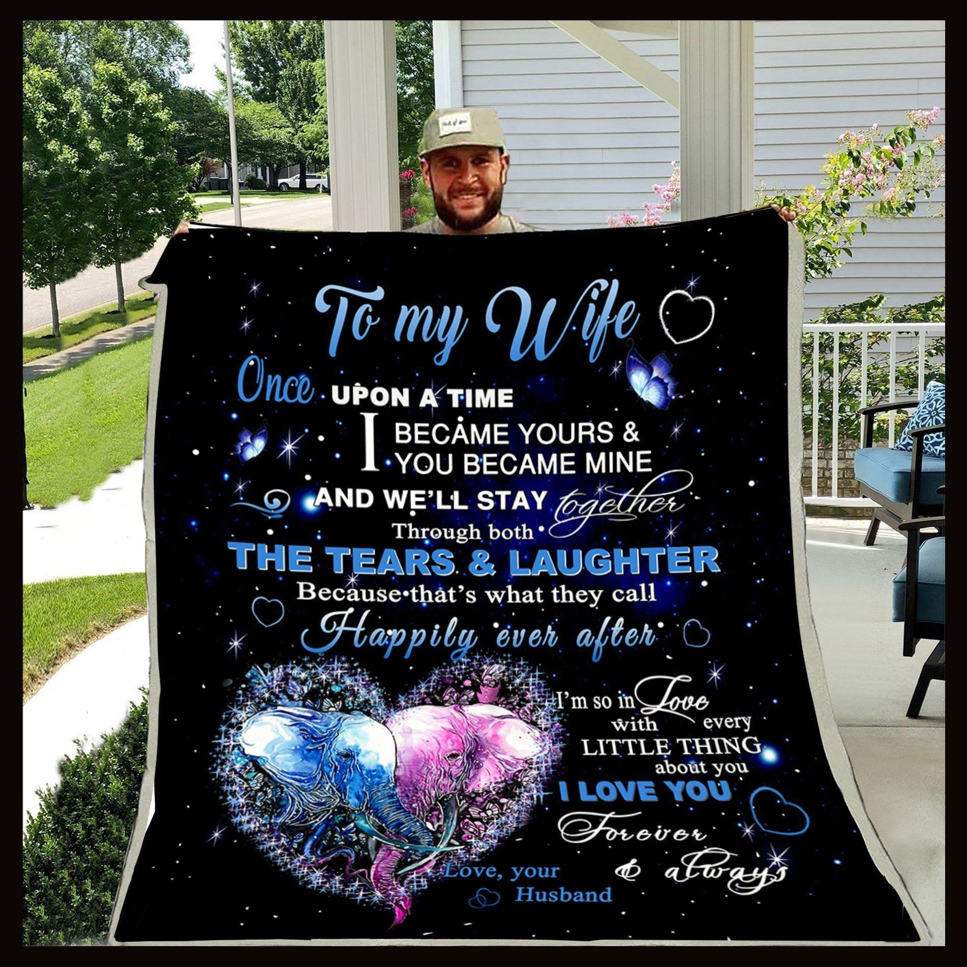 To My Wife Elephant Sherpa Fleece Blanket