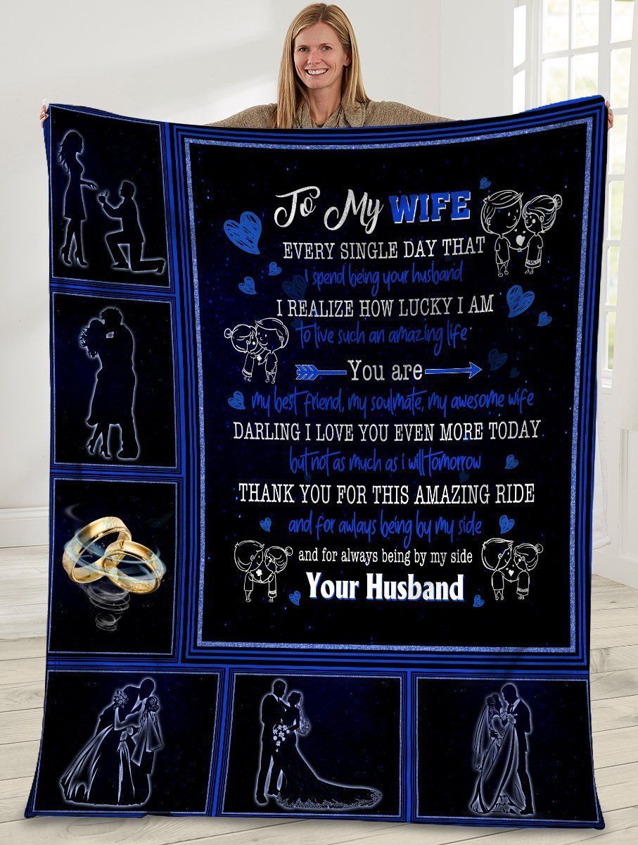 To My Wife Every Single Day Husband And Wife Fleece Blanket