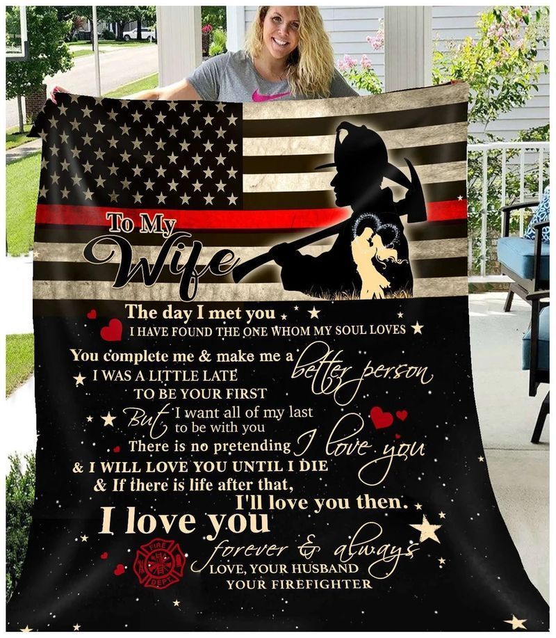 To My Wife Firefighter Sherpa Fleece Blanket
