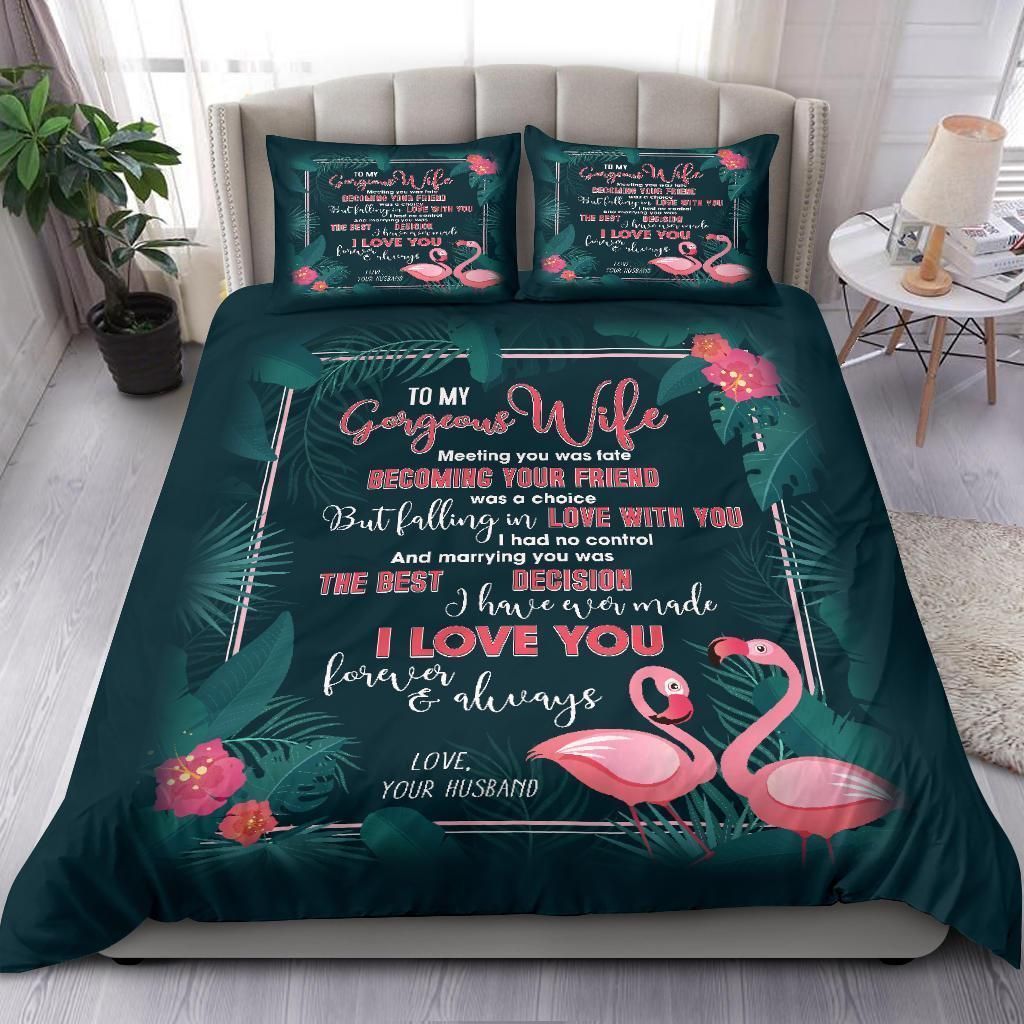 To My Wife Flamingo Love You Always And Forever Bedding Set