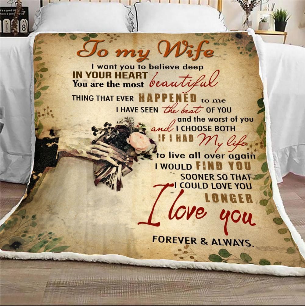 To My Wife I Could Love You Longer Sherpa Fleece Blanket