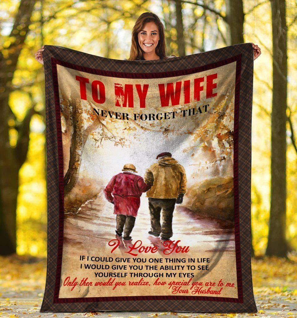 To My Wife I Love You Husband And Wife Printed Fleece Blanket