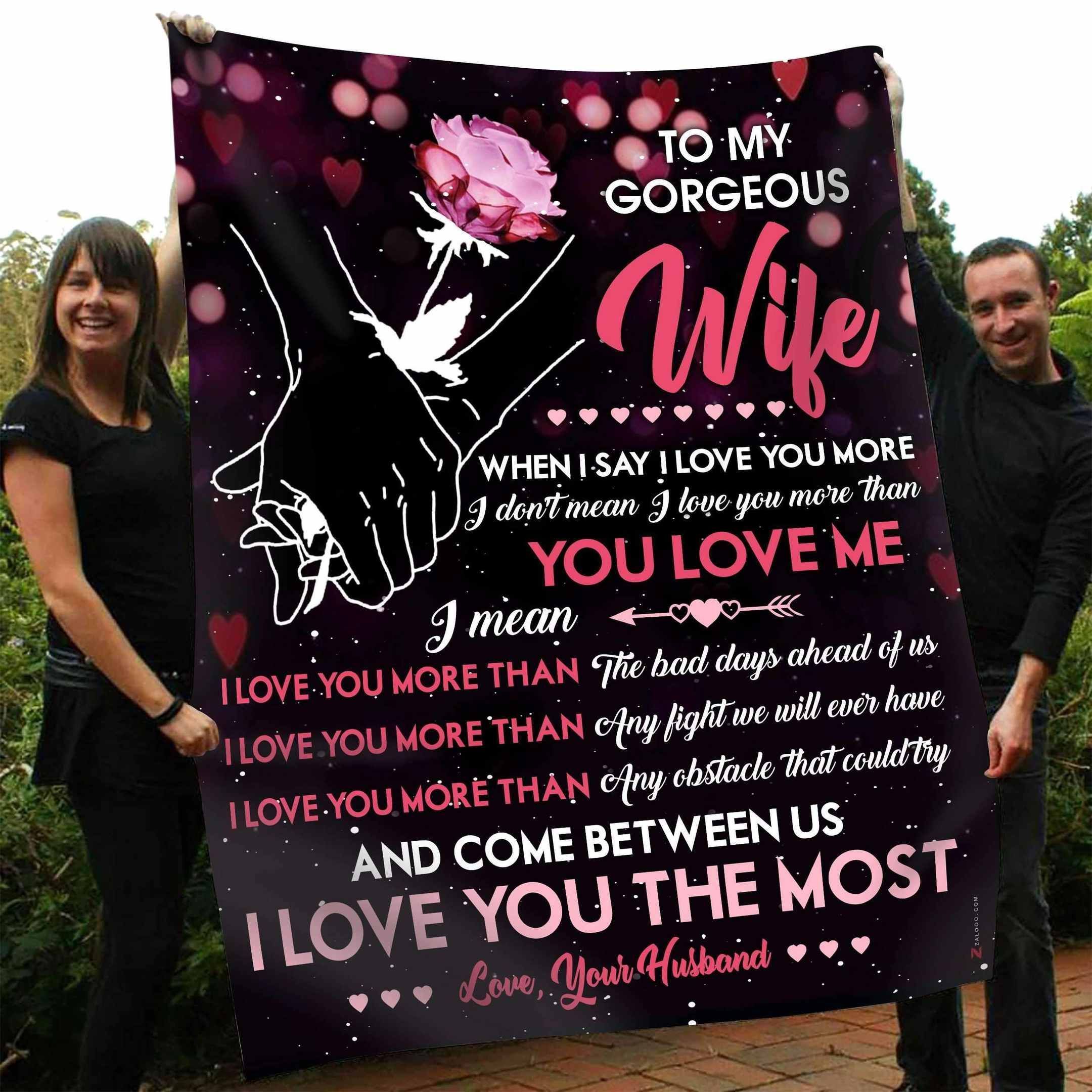 To My Wife I Love You More Than Sherpa Fleece Blanket