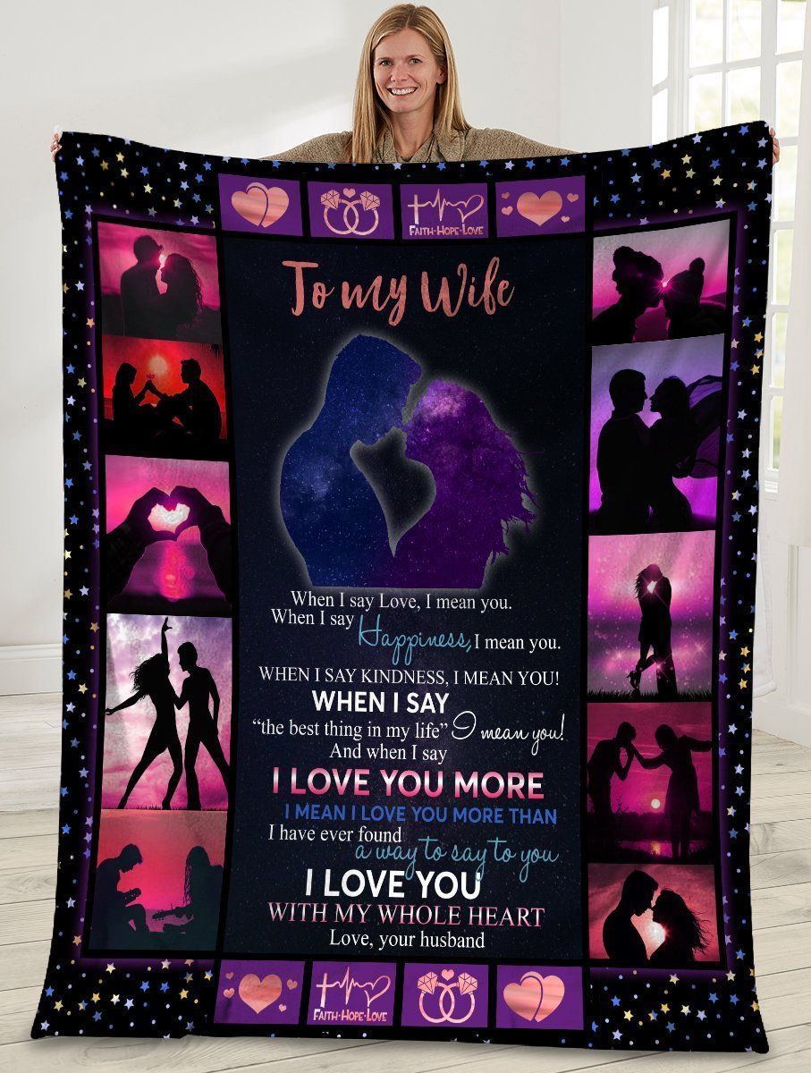 To My Wife I Love You With My Whole Heart Fleece Blanket