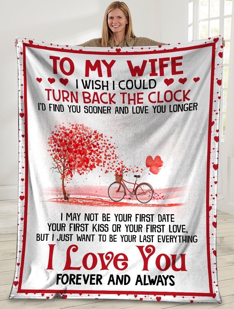 To My Wife I Wish I Could Turn Back The Clock Bicycle Tree Fleece Blanket