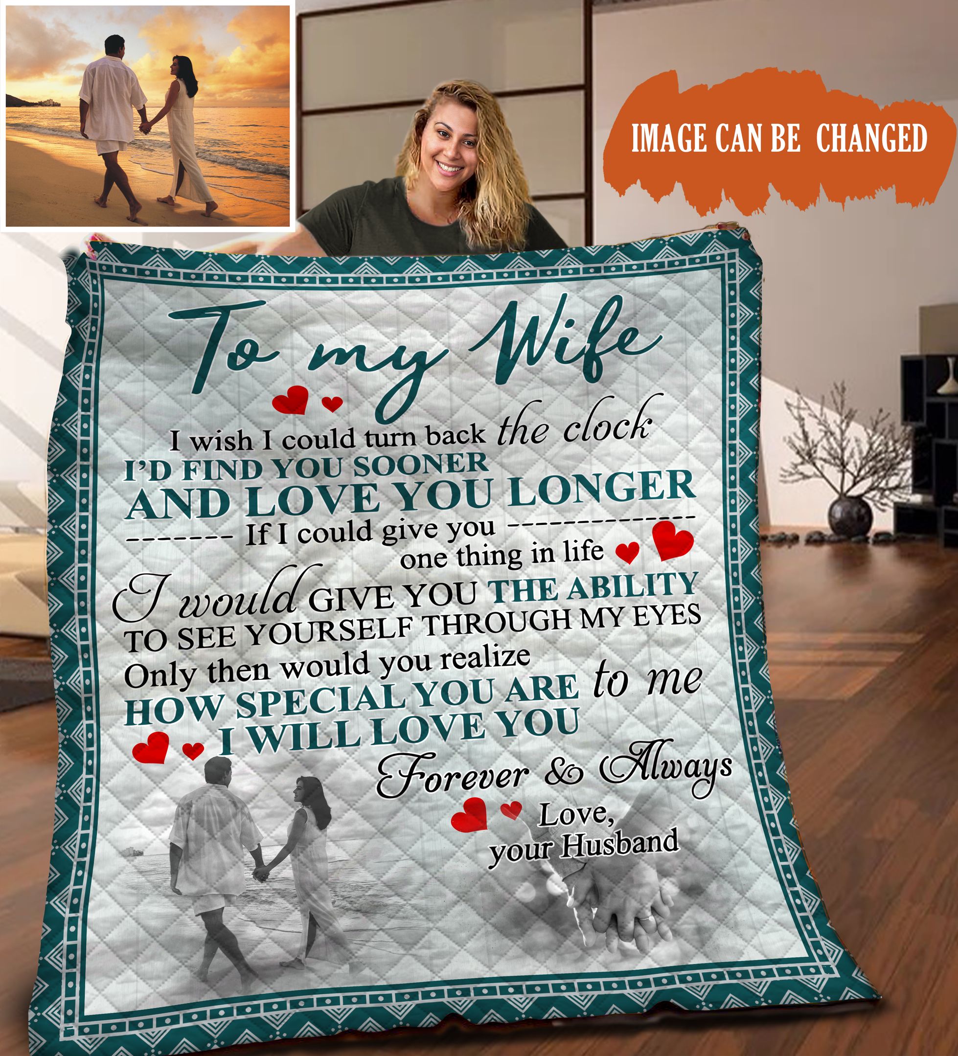 To My Wife Image Personalized HHH141115NA Quilt Blanket