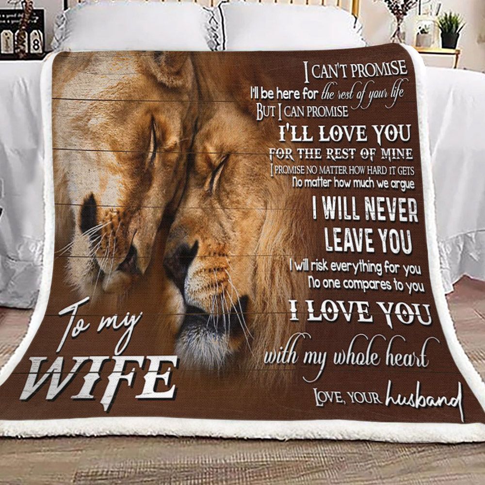 To My Wife Lion Sherpa Fleece Blanket