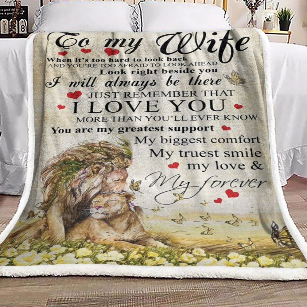 To My Wife Lion Sherpa Fleece Blanket