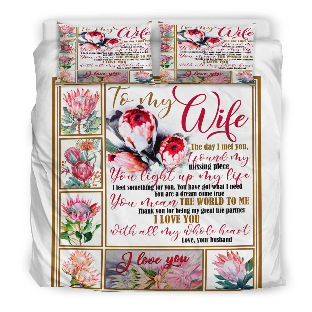 To My Wife Lotus You Light Up My Life Bedding Set