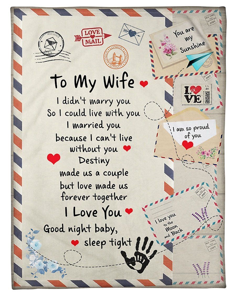 To My Wife Love Made Us Forever Together Air Mail Envelop Fleece Blanket Fleece Blanket